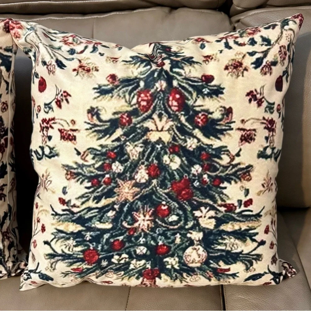 2/Festive Holiday Tree Throw Pillows